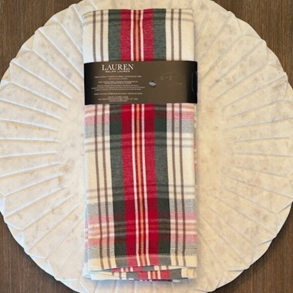 Ralph Lauren Multi Colored Tartan Plaid Christmas Kitchen Dish Towels Set of 2 - Picture 2 of 7